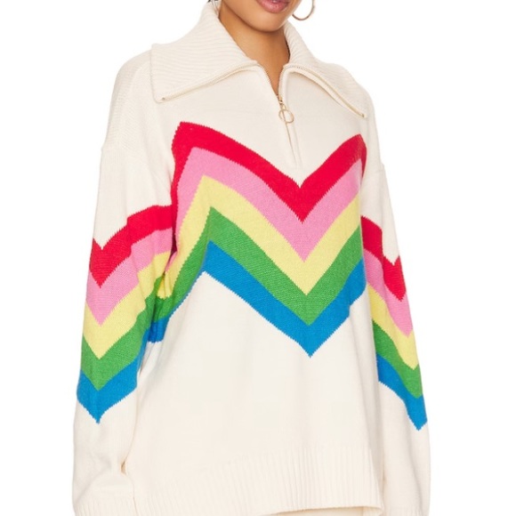 Show Me Your Mumu Weston Half Zip Pullover in Rainbow Slope. Size Small - Picture 4 of 11
